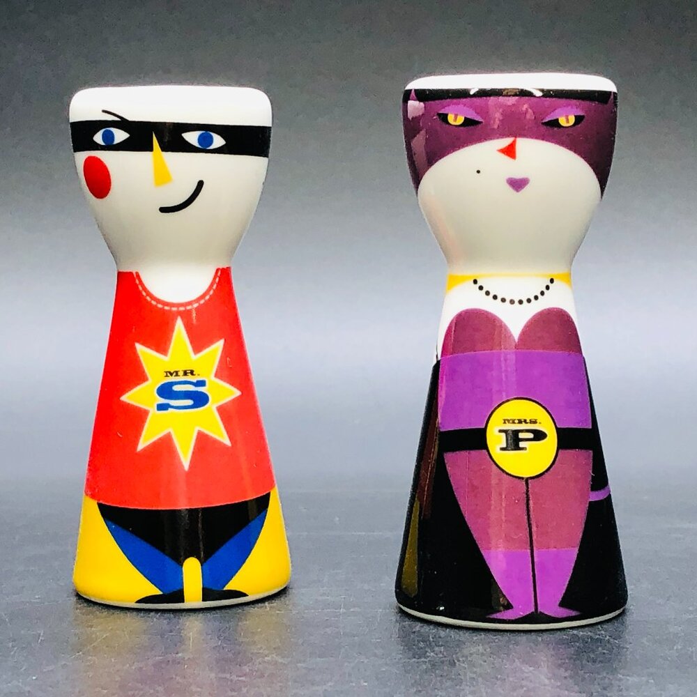 2011 RITZENHOFF Superhero M.Salt & Ms.Pepper Shaker Set by Designer Julien Chang